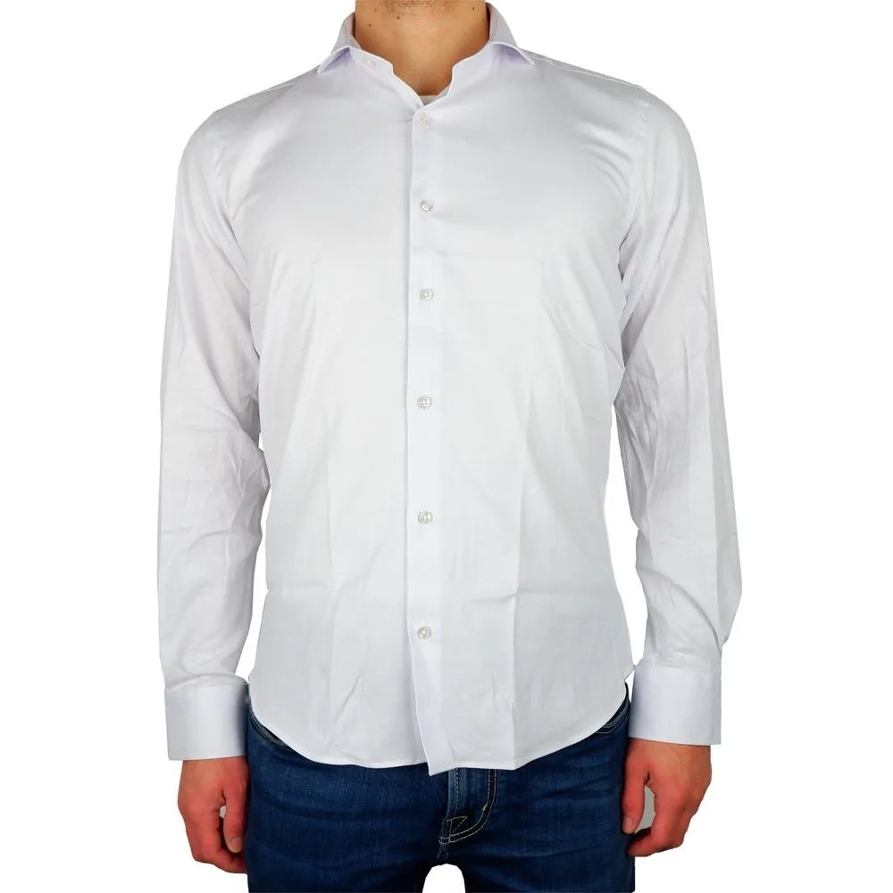 Made in Italy Men's Elegant Milano White Gabardine Shirt