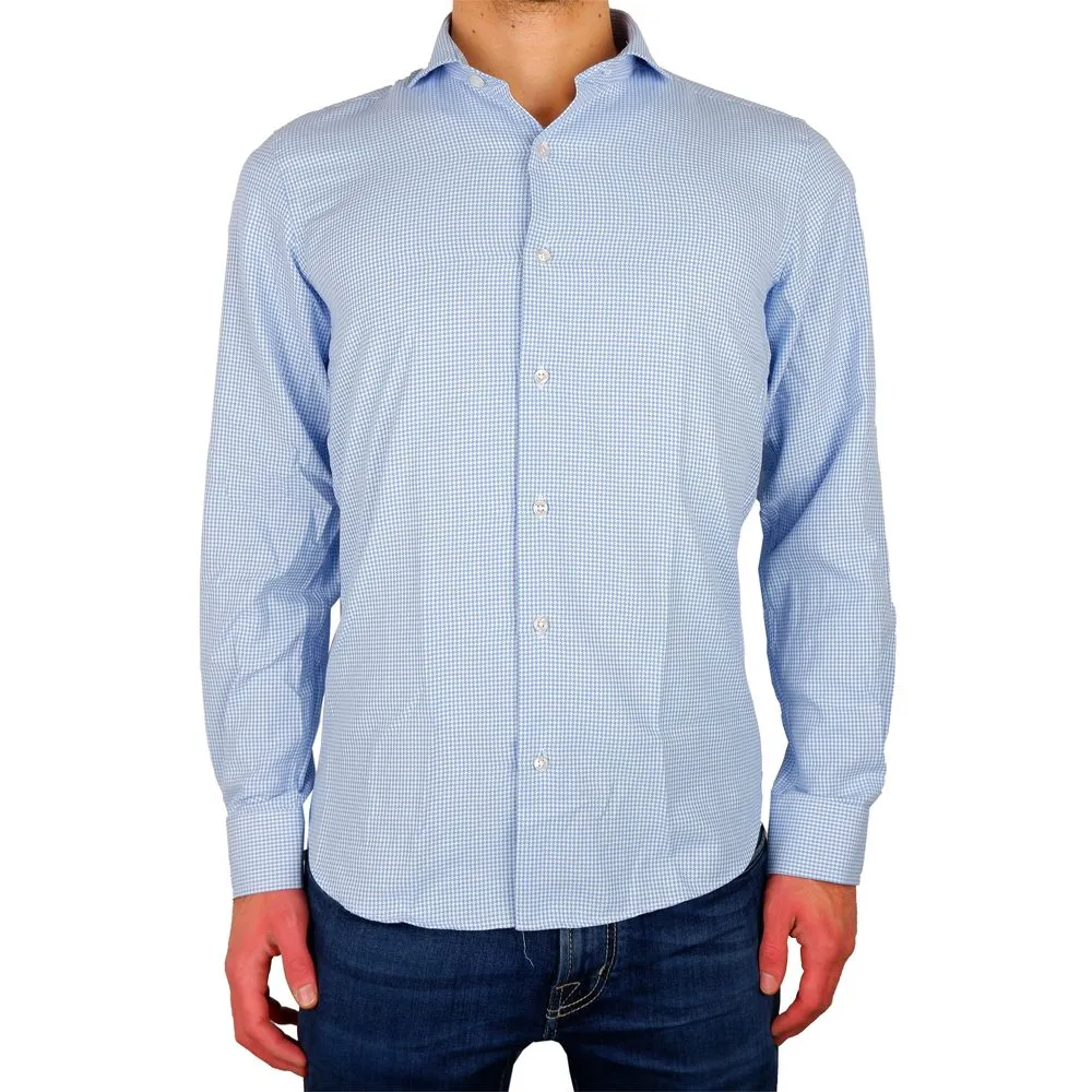Made in Italy Men's Elegant Milano Houndstooth Cotton Shirt