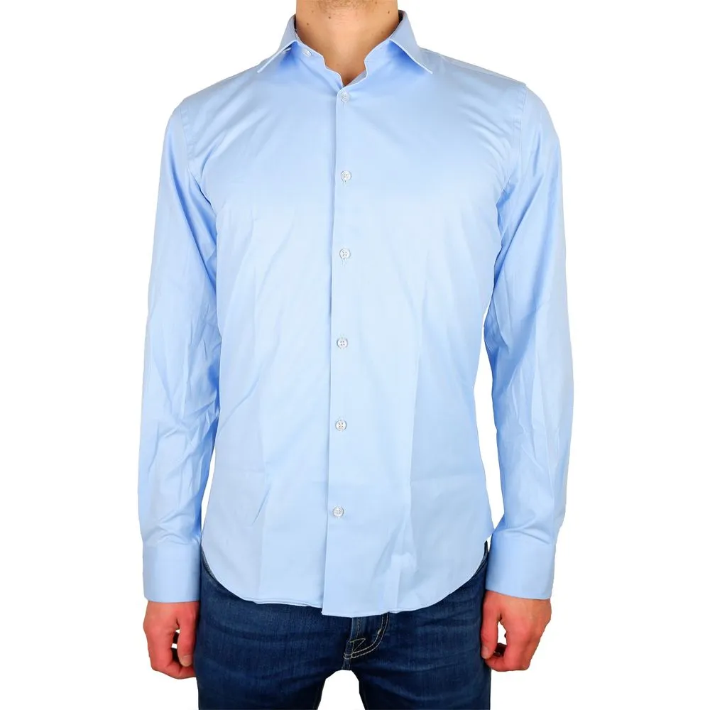 Made in Italy Men's Elegant Light Blue Satin Milano Shirt