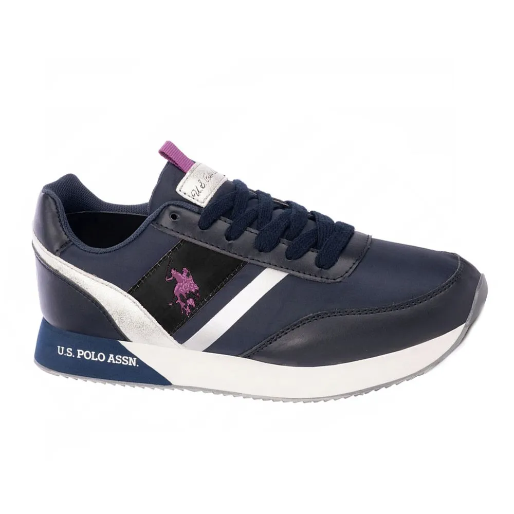 U.S. POLO ASSN. Women's Eco Chic Blue Sneakers with Metallic Accents
