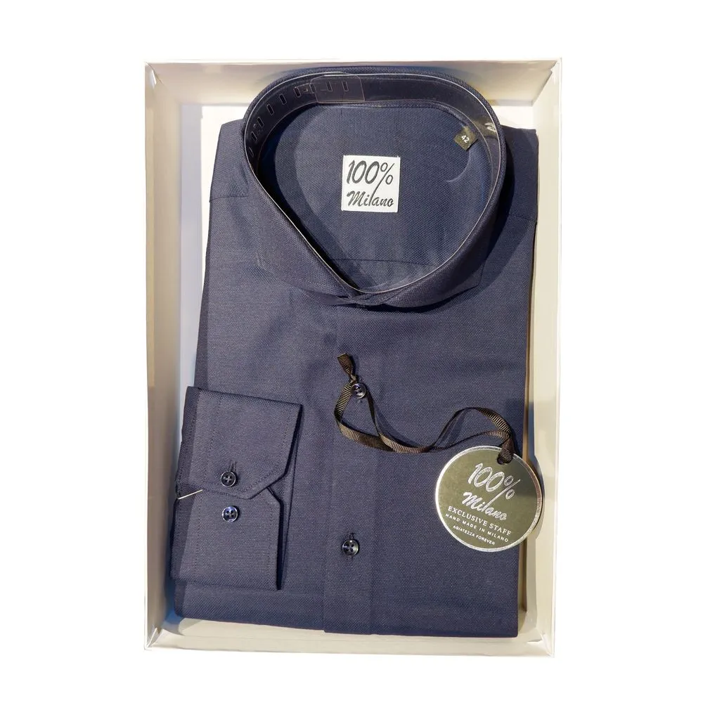 Made in Italy Men's Elegant Blue Oxford Shirt for Men