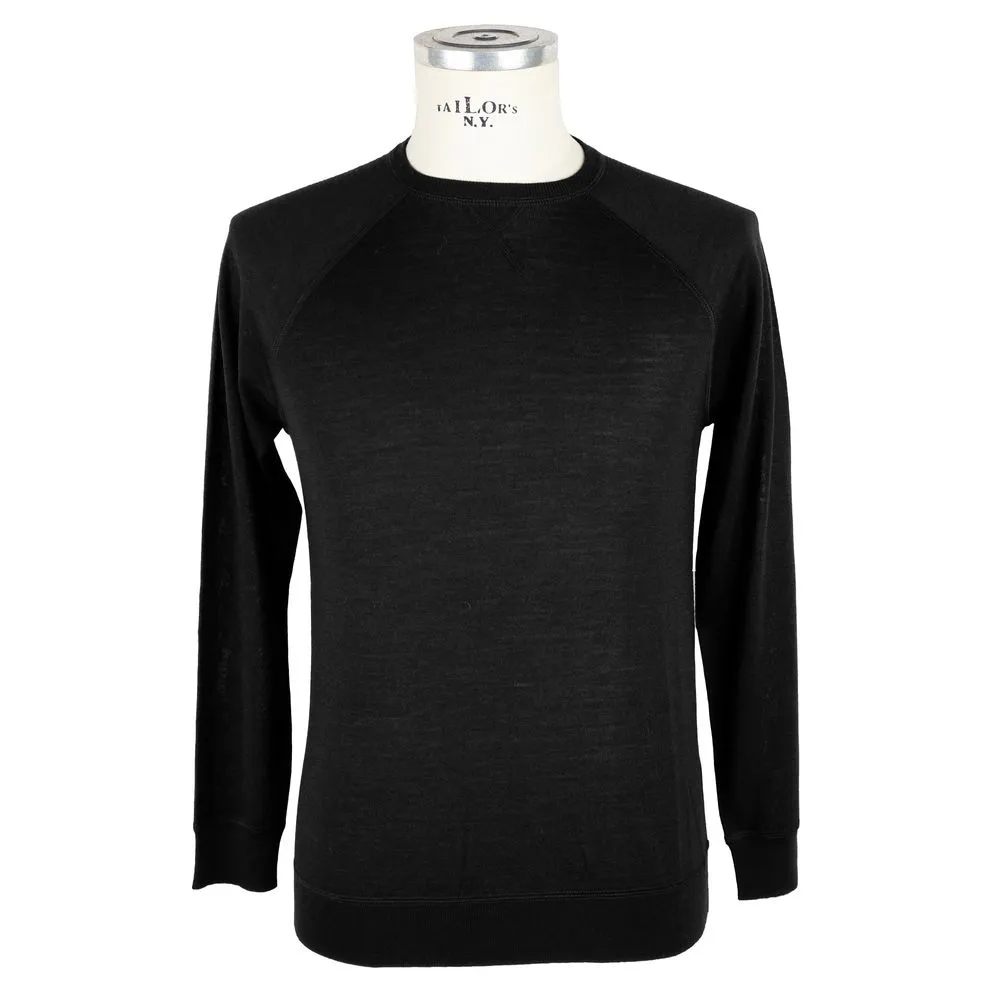 Emilio Romanelli Men's Black Merino Wool Men's Sweater