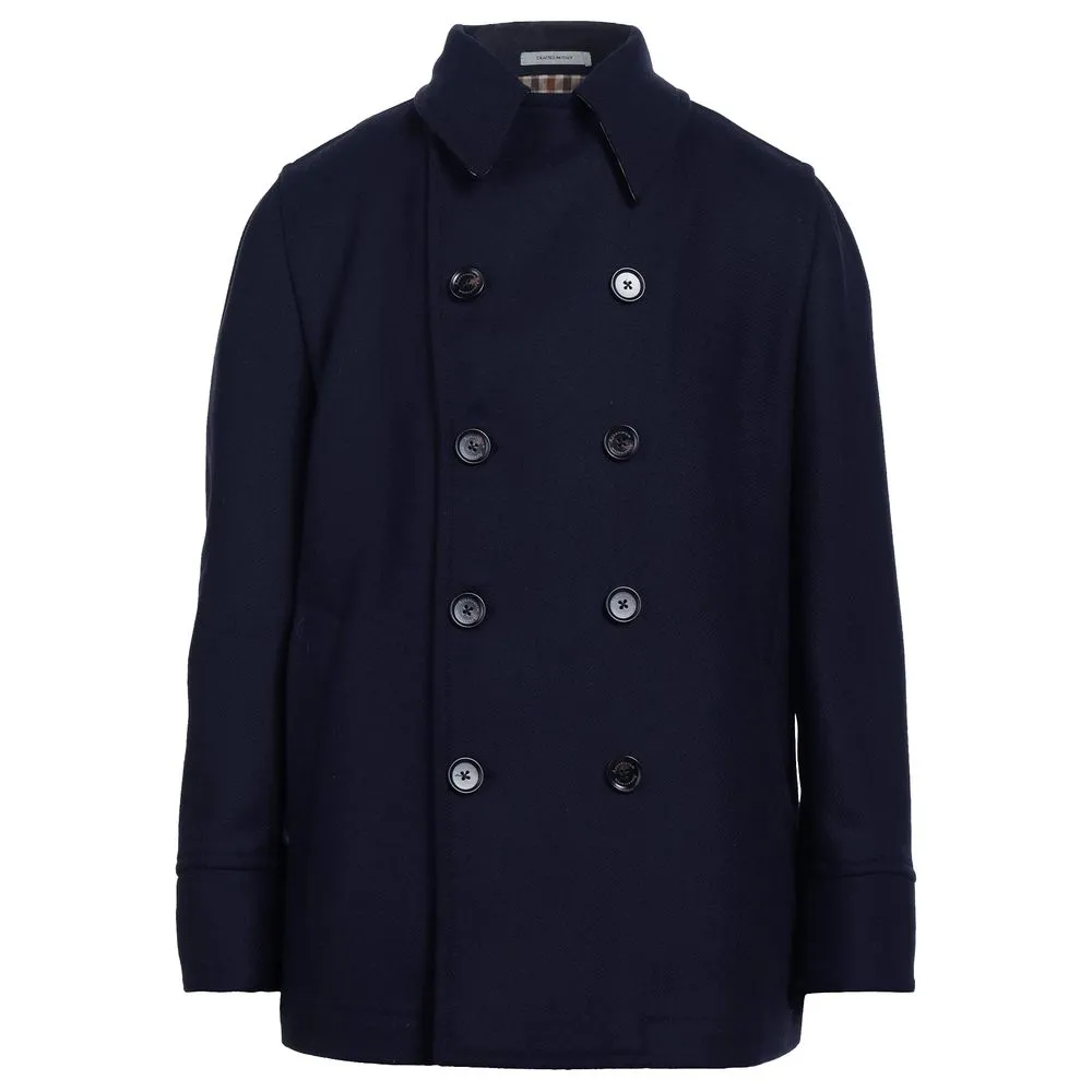 Aquascutum Men's Elegant Double-Breasted Men's Wool Coat