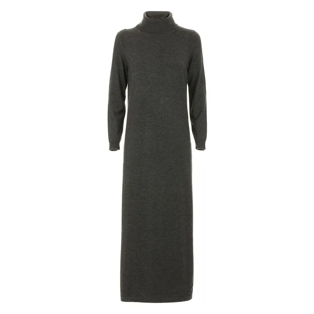 Imperfect Women's Elegant Gray High Collar Dress Trio-Blend
