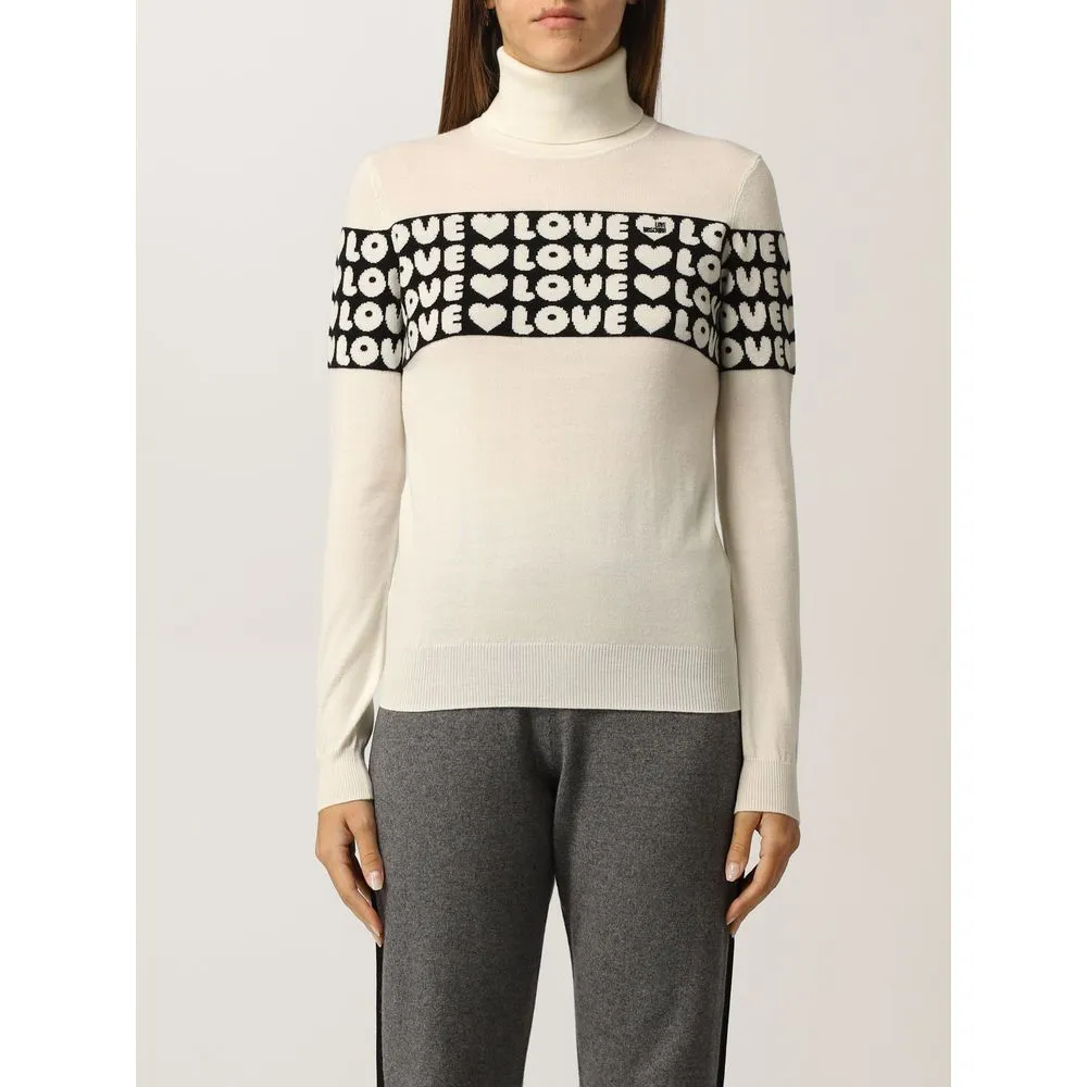 Love Moschino Women's Chic Contrast Logo Turtleneck Sweater