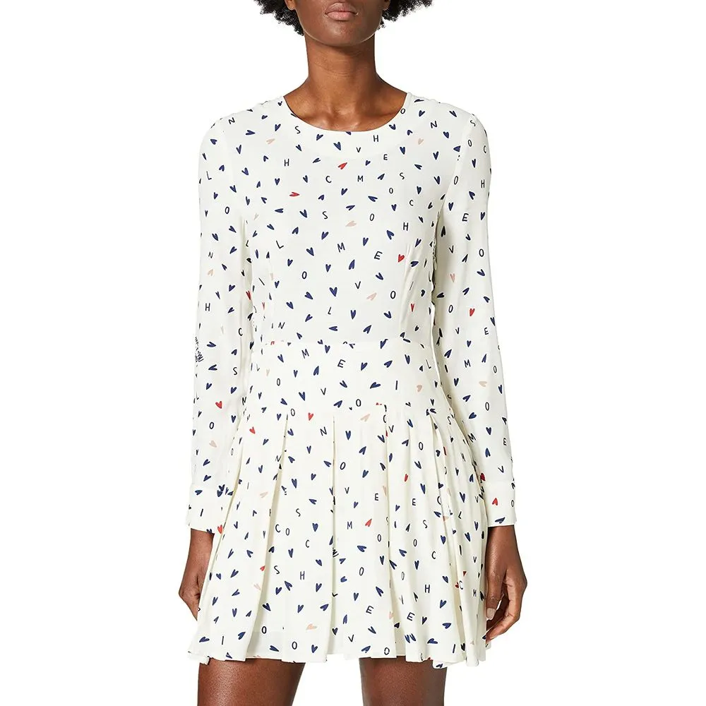 Love Moschino Women's Elegant White Viscose Dress with Signature Design