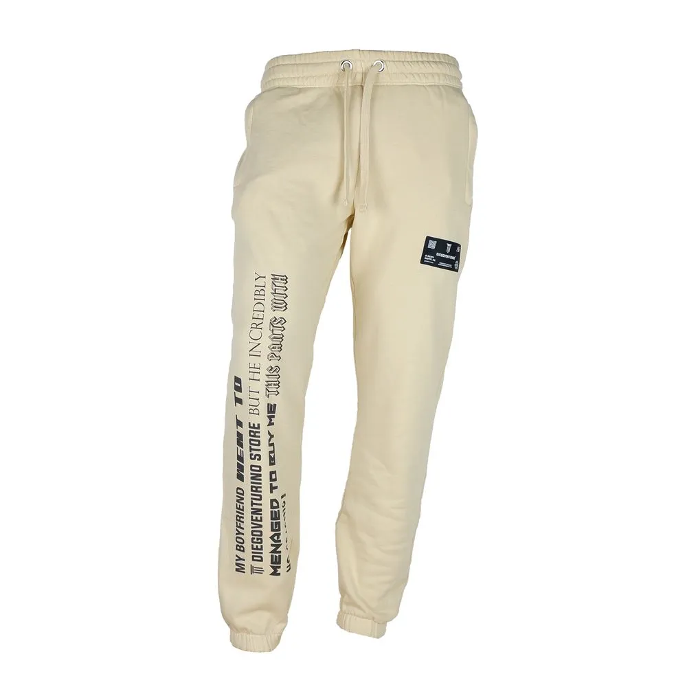Diego Venturino Men's Beige Cotton Men's Track Trouser