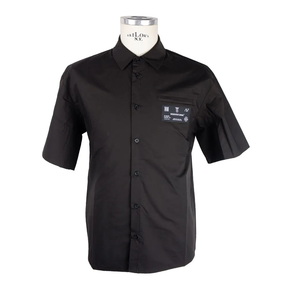 Diego Venturino Men's Elegant Black Cotton Button-Up Shirt