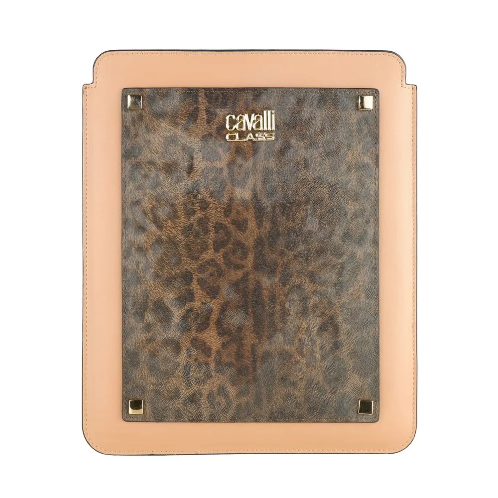 Cavalli Class Women's Chic Leopard Print Calfskin Tablet Case