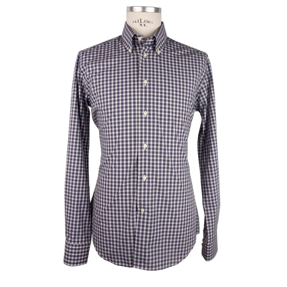 Made in Italy Men's Elegant Milano Square-Patterned Cotton Shirt