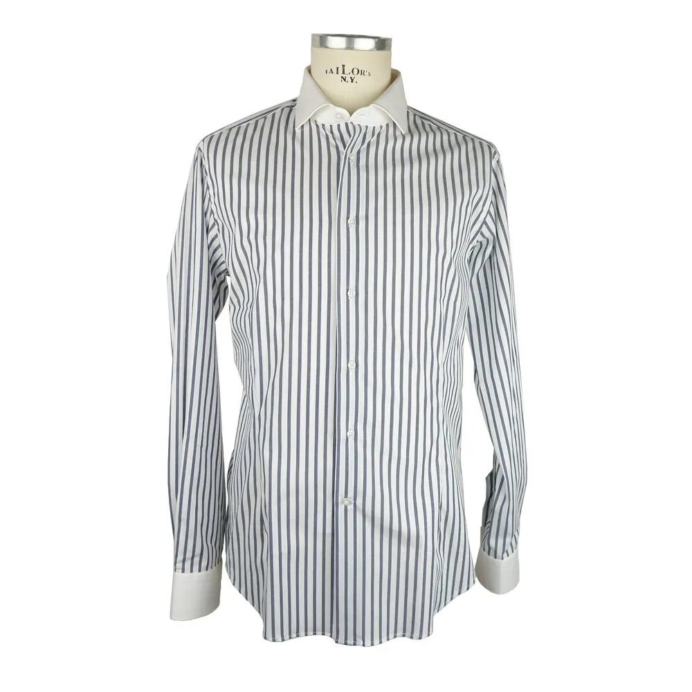 Made in Italy Men's Elegant Striped Milano Cotton Shirt