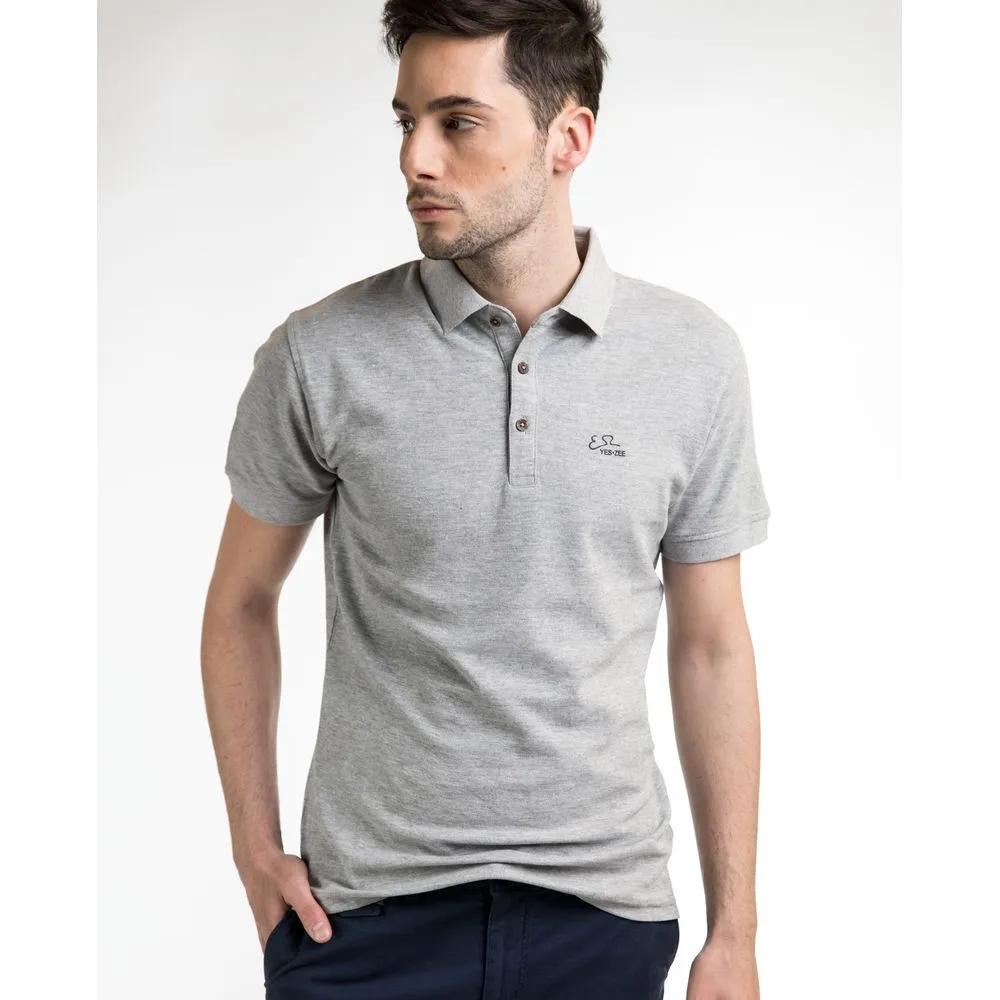 Yes Zee Men's Sophisticated Gray Cotton Polo for Men