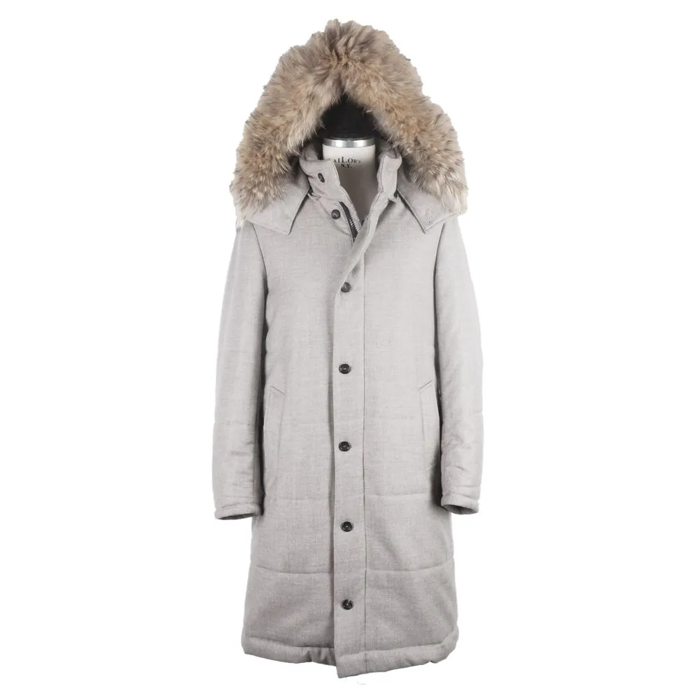 Made in Italy Gray Wool Men Raincoat