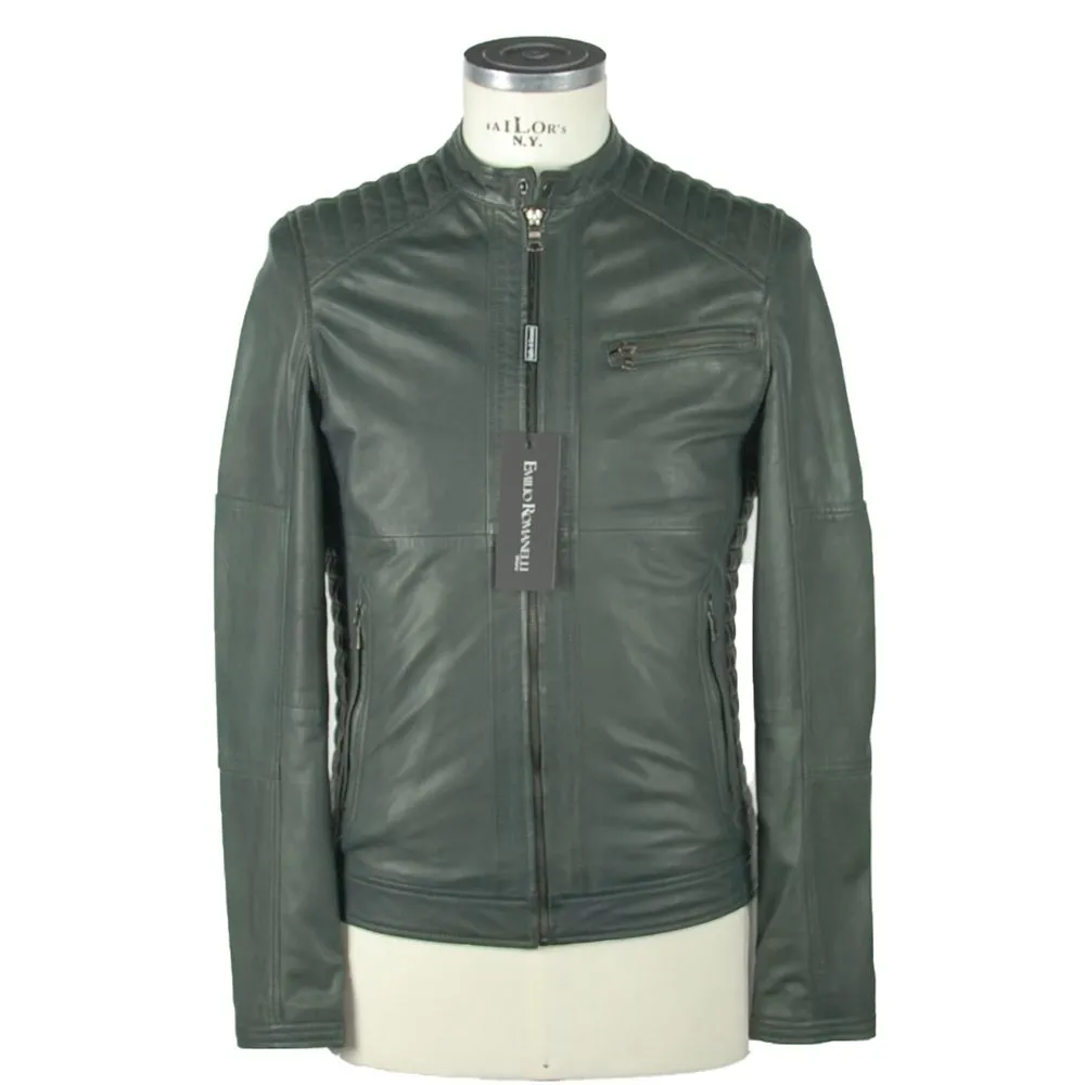Emilio Romanelli Men's Emerald Elegance Leather Jacket