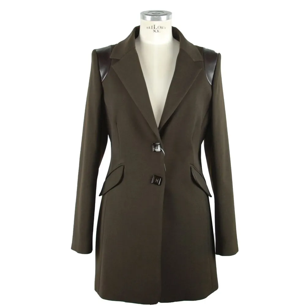 Emilio Romanelli Women's Elegant Brown Overcoat with Button Closure