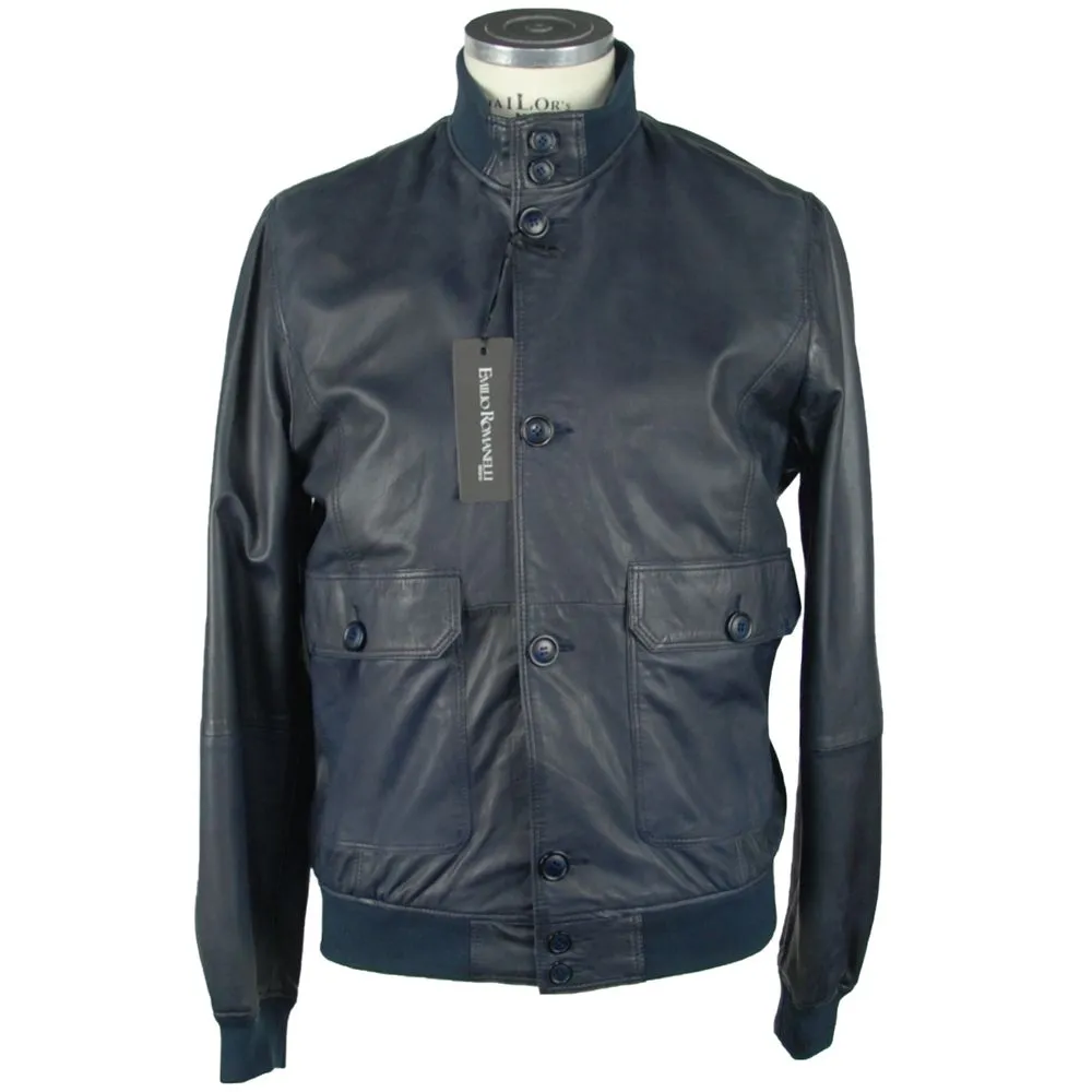 Emilio Romanelli Men's Sapphire Leather Elegance Jacket