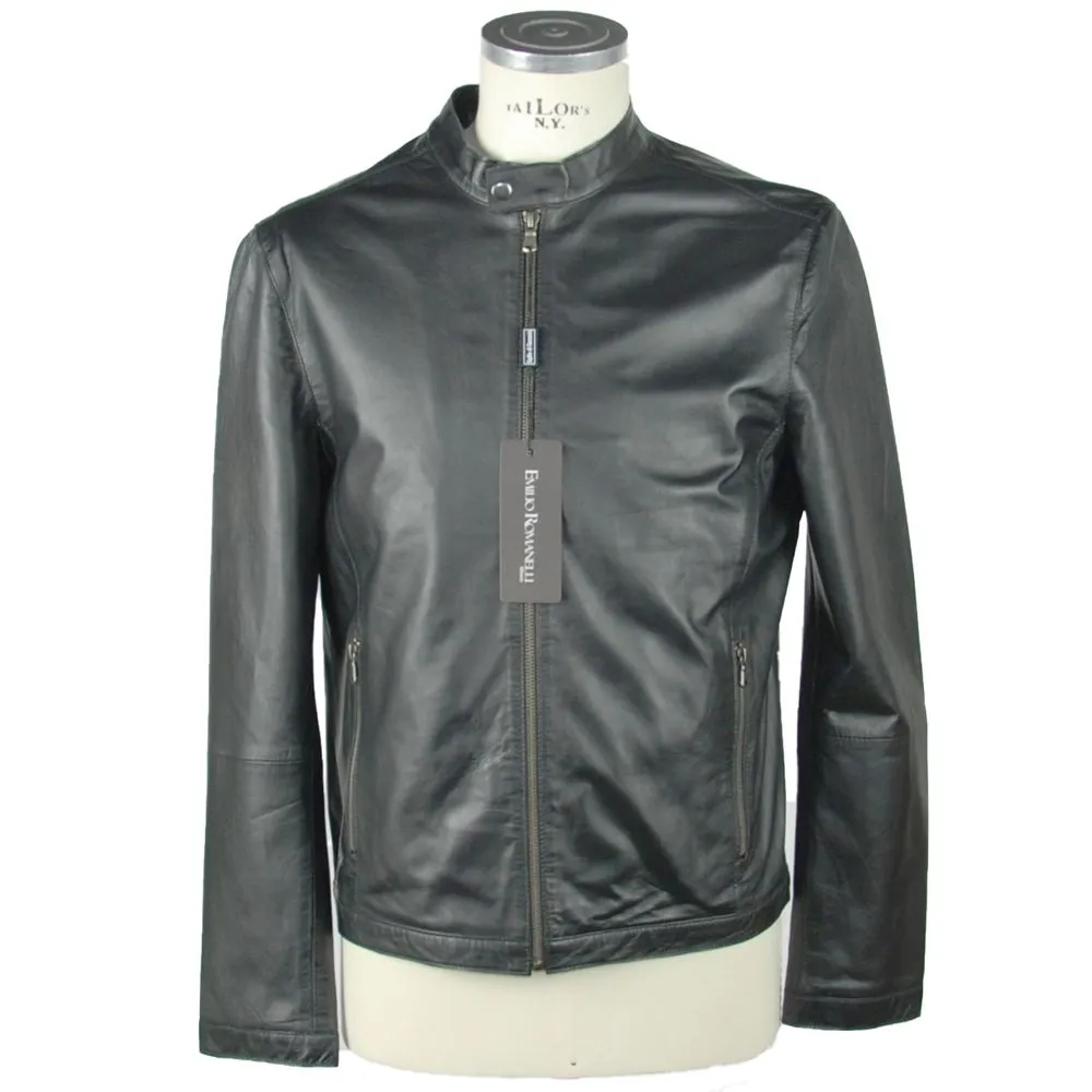 Emilio Romanelli Men's Sleek Leather Black Jacket