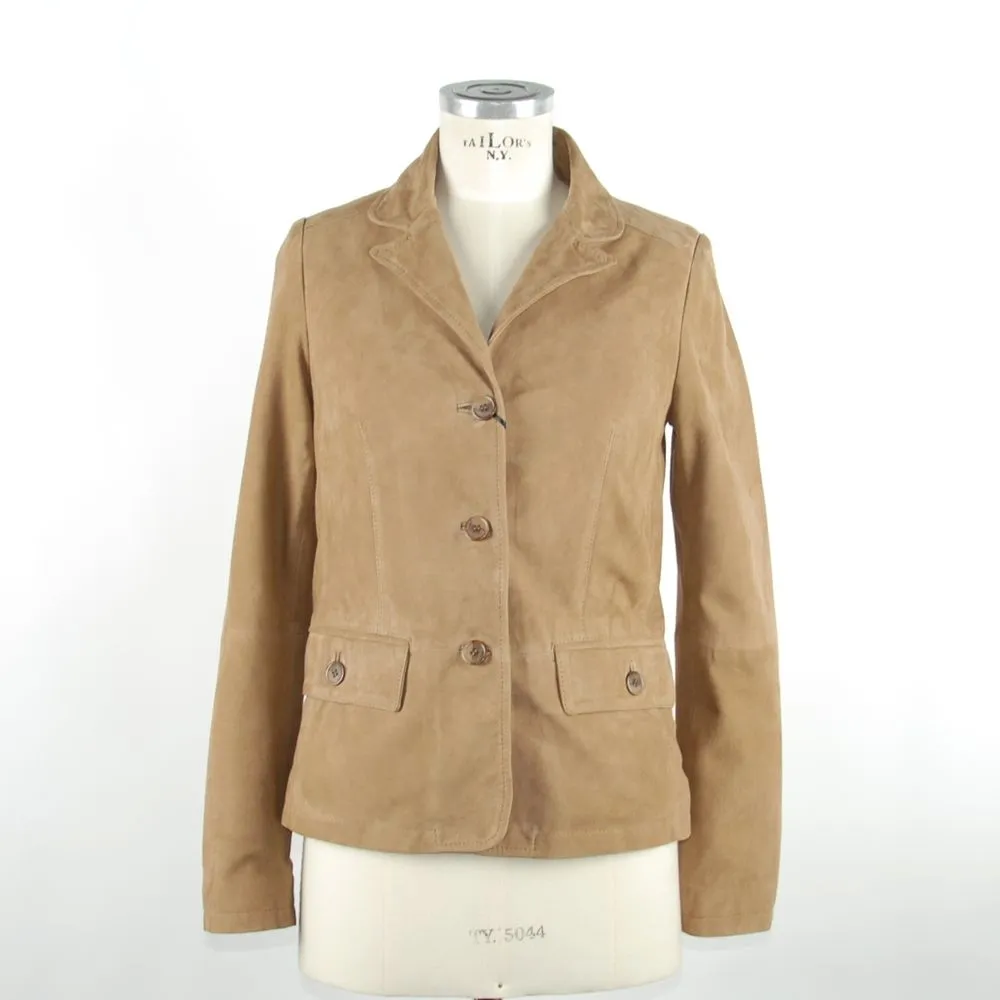 Emilio Romanelli Women's Elegant Beige Leather Jacket