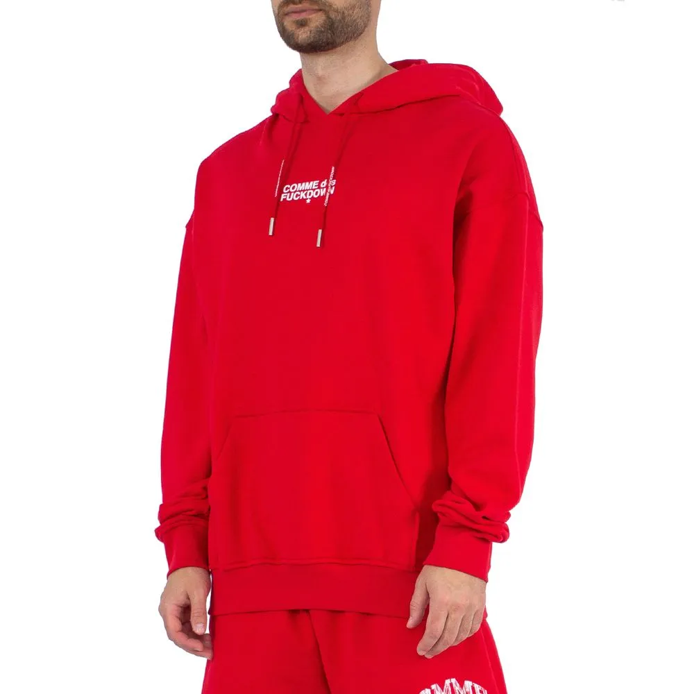 Comme Des Fuckdown Men's Chic Pink Hooded Cotton Sweatshirt with Bold Graphics