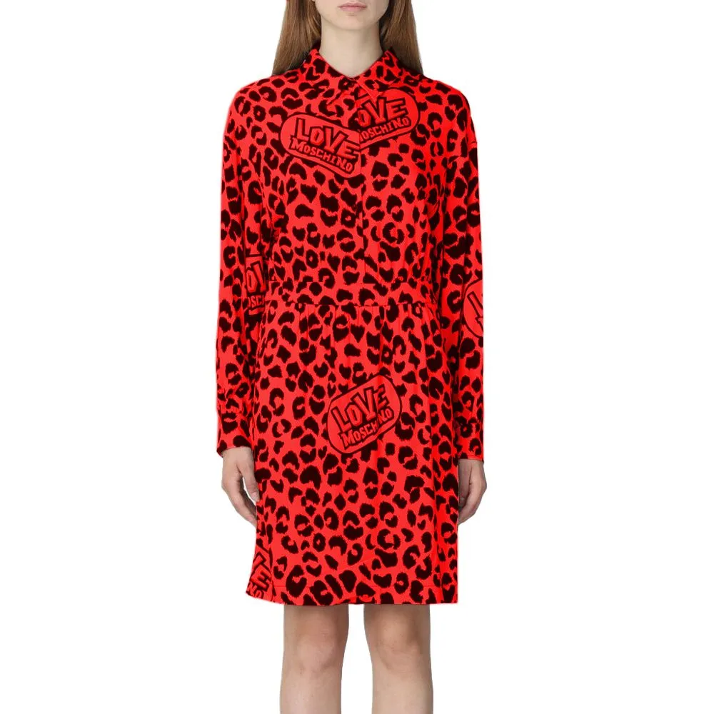 Love Moschino Women's Elegant Viscose Blend Leopard Print Dress