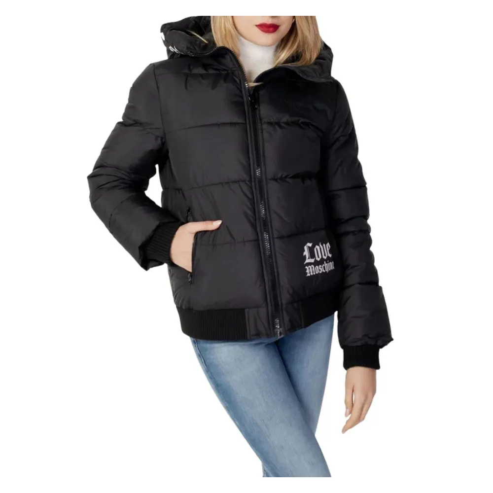 Love Moschino Women's Chic Hooded Down Jacket with Signature Logo