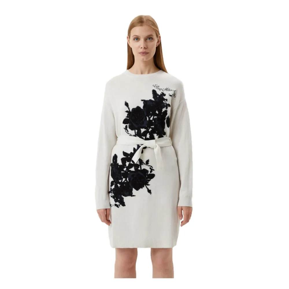 Love Moschino Women's Elegant Embroidered Wool Blend Long Dress