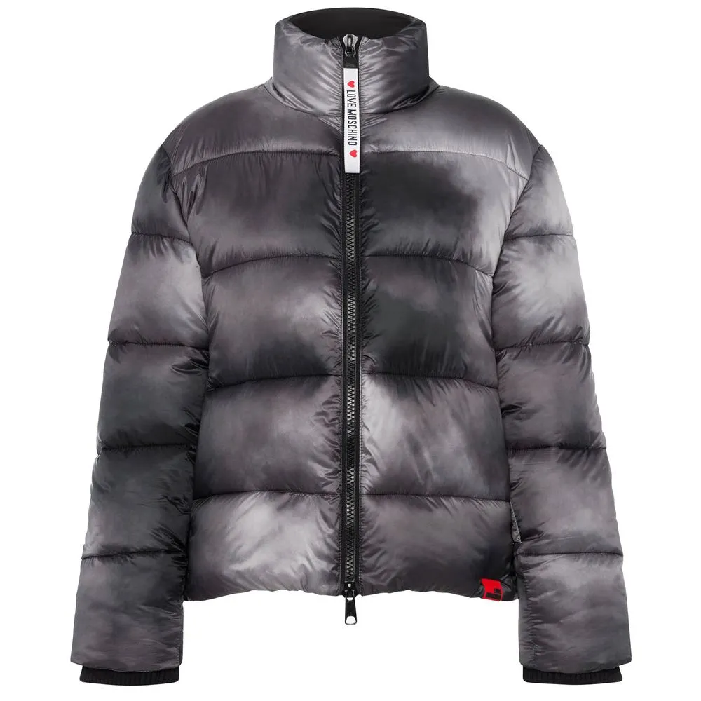 Love Moschino Women's Chic High Collar Down Jacket with Logo Patch