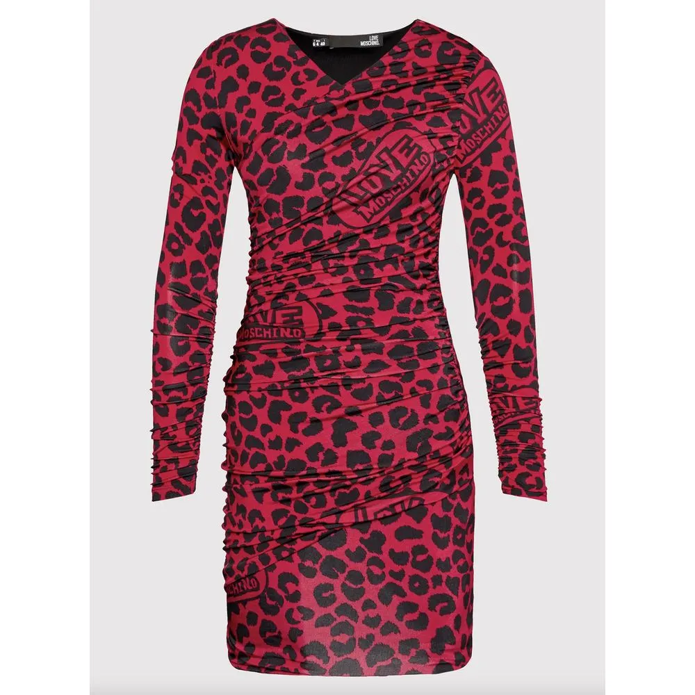 Love Moschino Women's Chic Leopard Texture Dress in Pink and Black