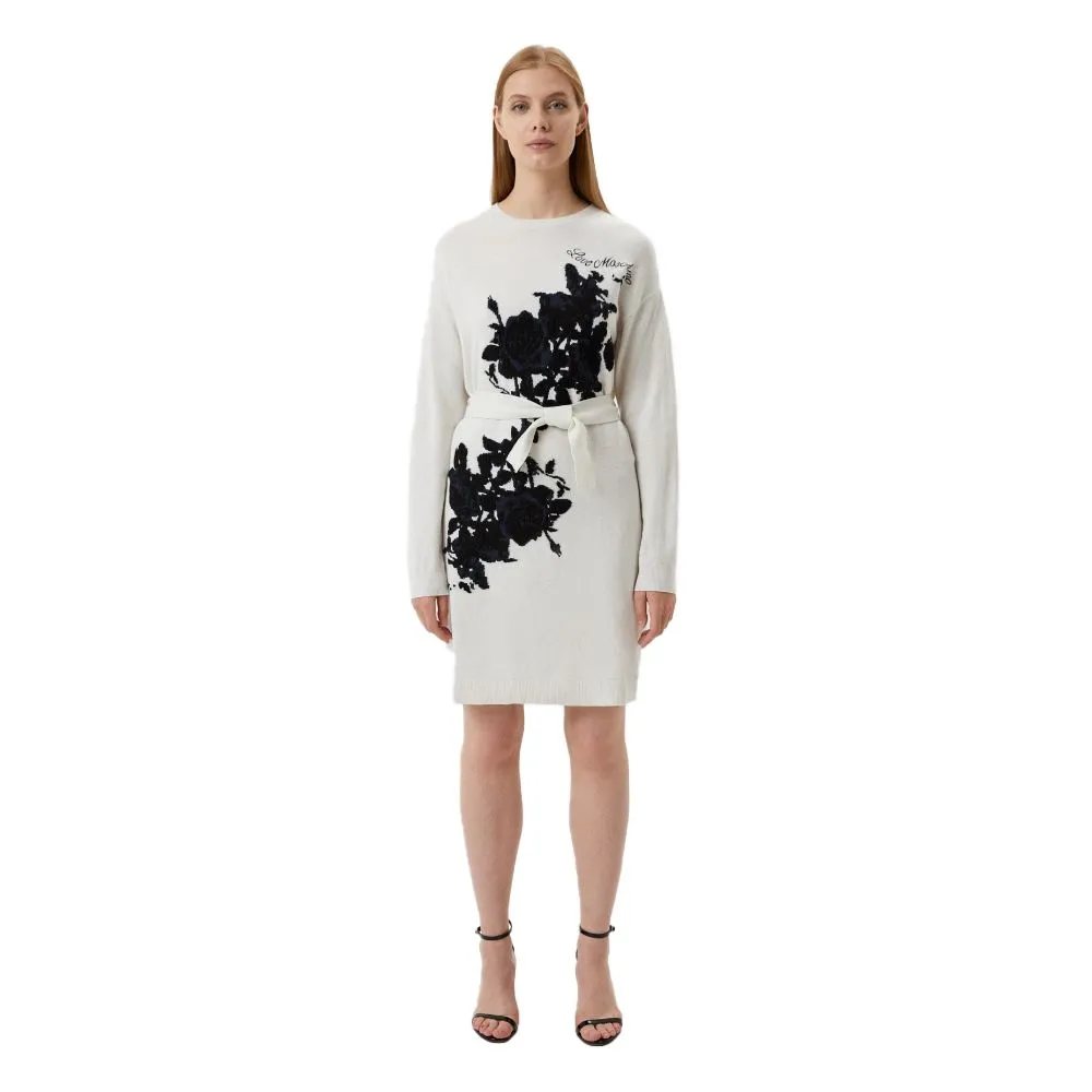 Love Moschino Women's Elegant Embroidered Wool Blend Long Dress