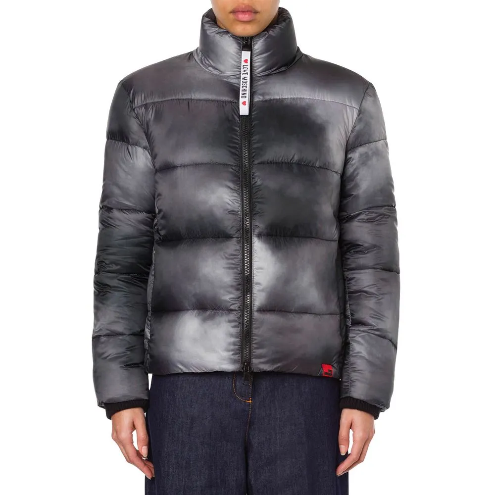 Love Moschino Women's Chic High Collar Down Jacket with Logo Patch