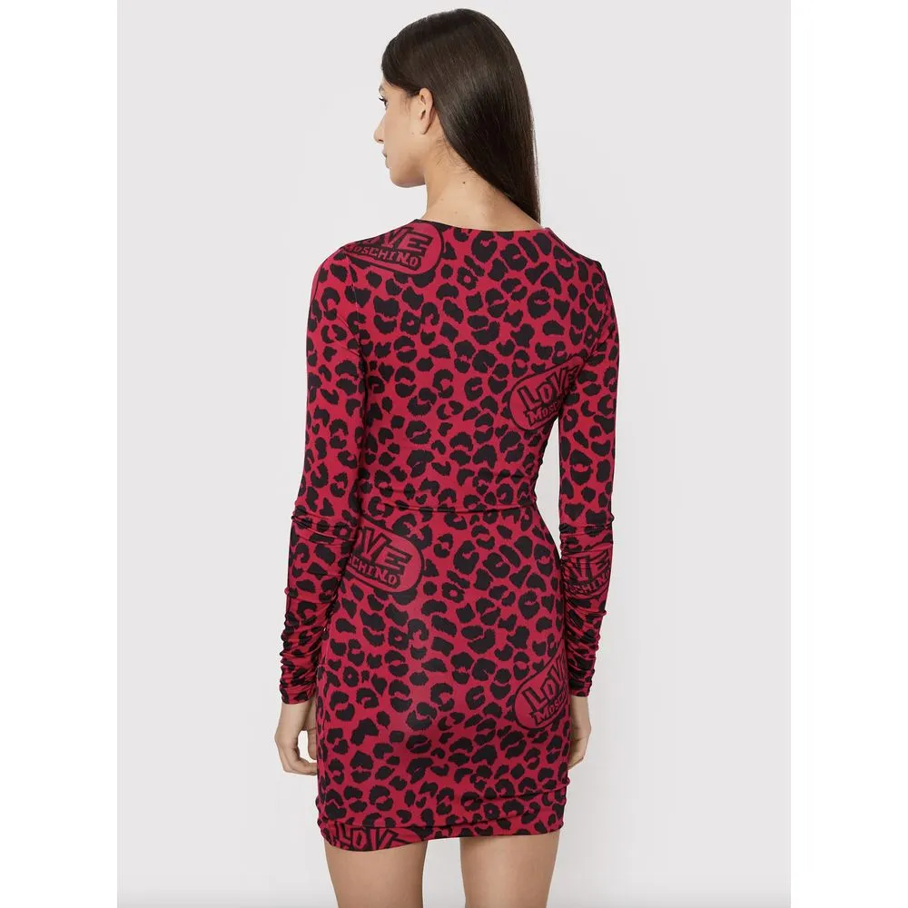 Love Moschino Women's Chic Leopard Texture Dress in Pink and Black