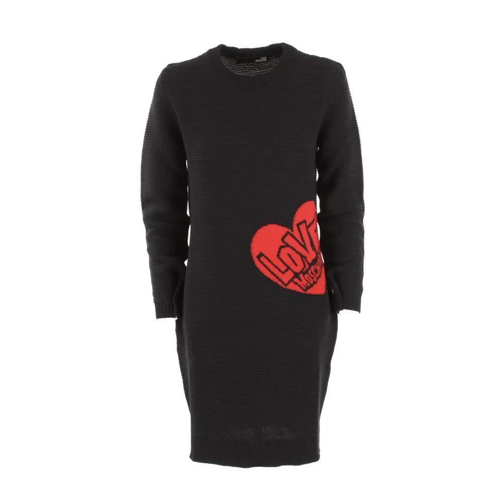 Love Moschino Women's Chic Heart Pattern Knit Wool-Blend Dress