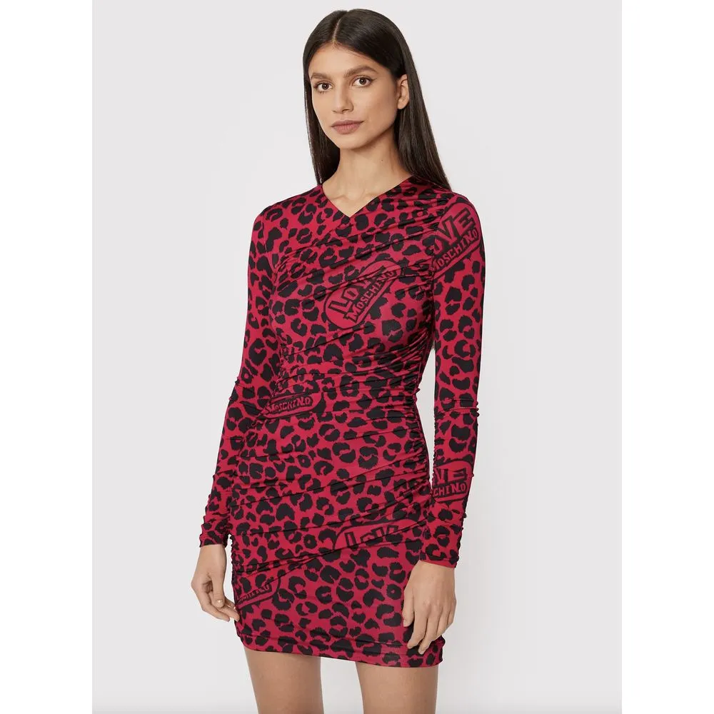 Love Moschino Women's Chic Leopard Texture Dress in Pink and Black
