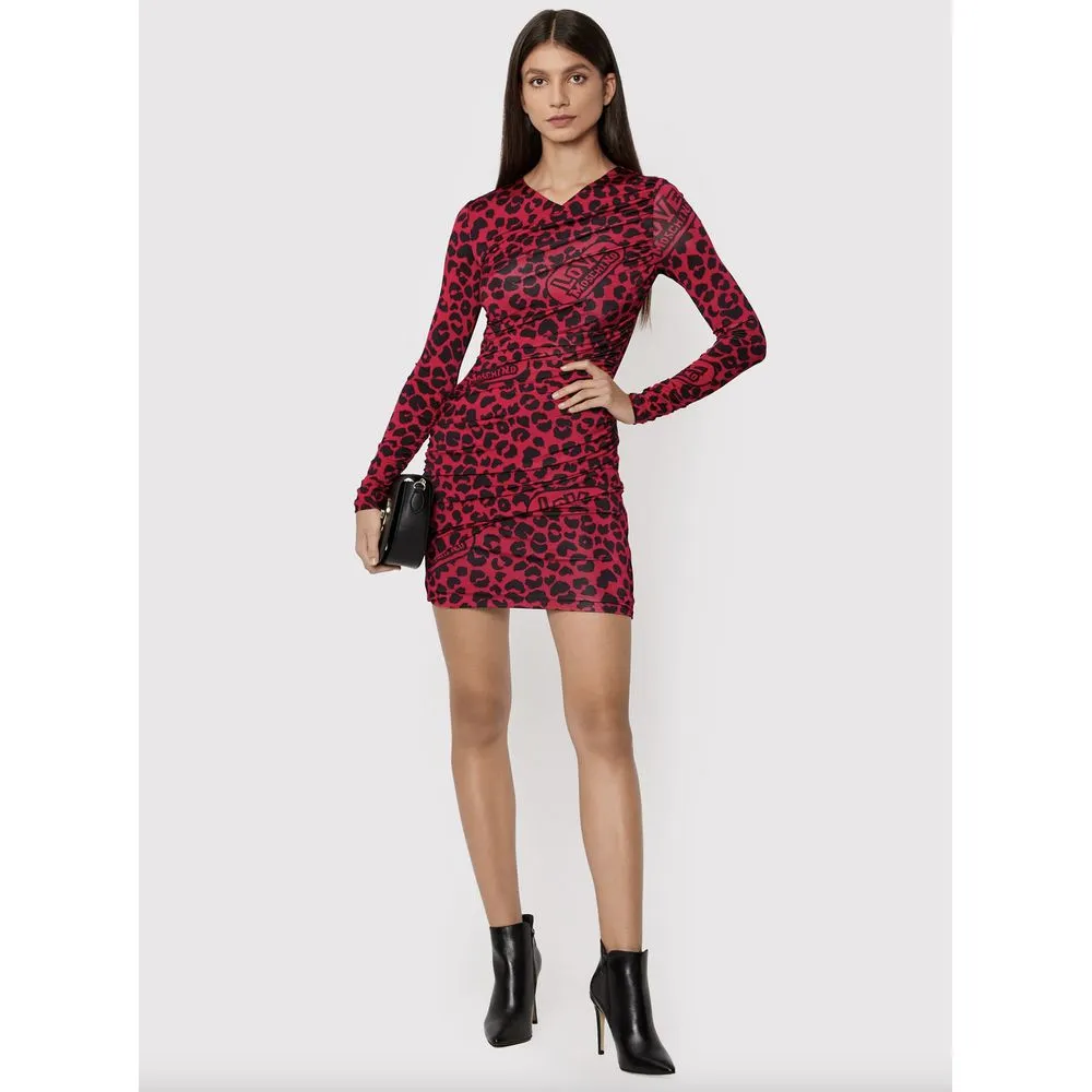 Love Moschino Women's Chic Leopard Texture Dress in Pink and Black
