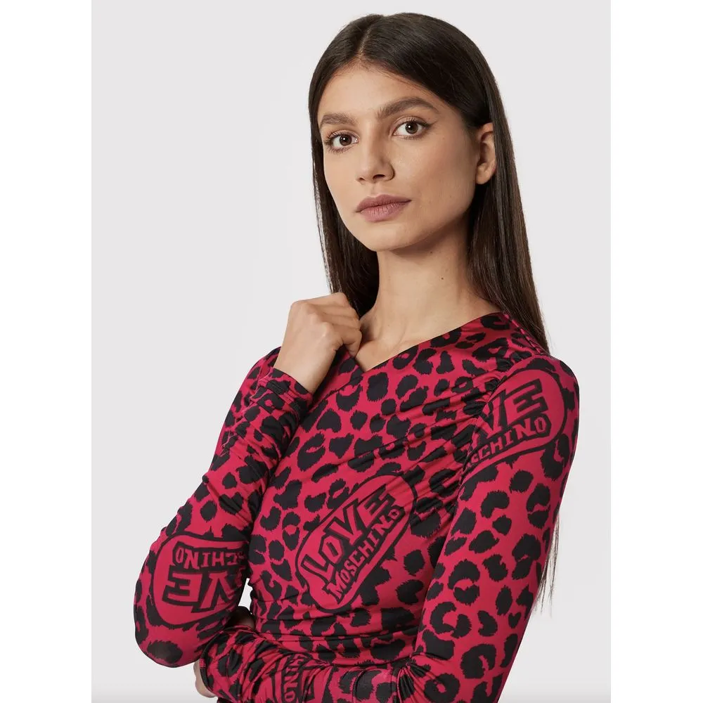 Love Moschino Women's Chic Leopard Texture Dress in Pink and Black