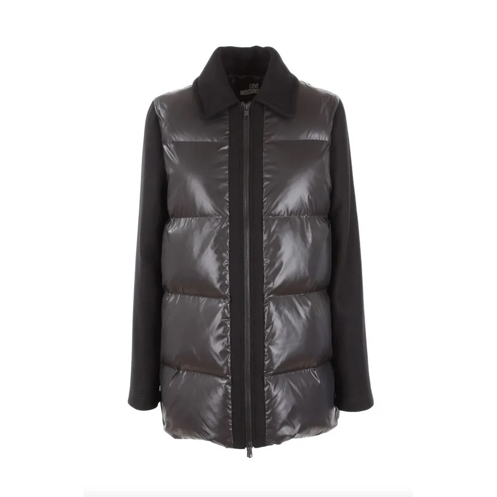 Love Moschino Women's Chic Gray Jacket with Contrasting Accents