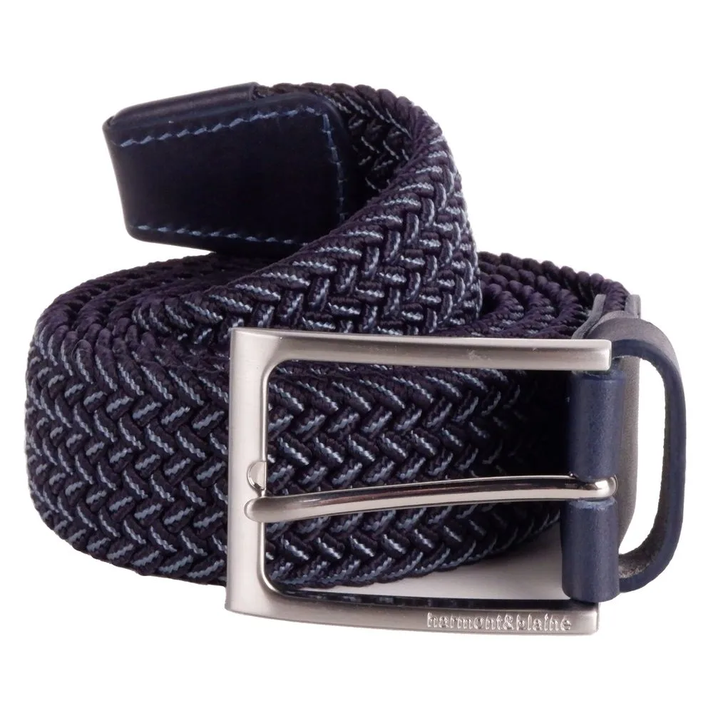 Harmont & Blaine Men's Elegant Denim Blue Fabric Belt with Silver Buckle