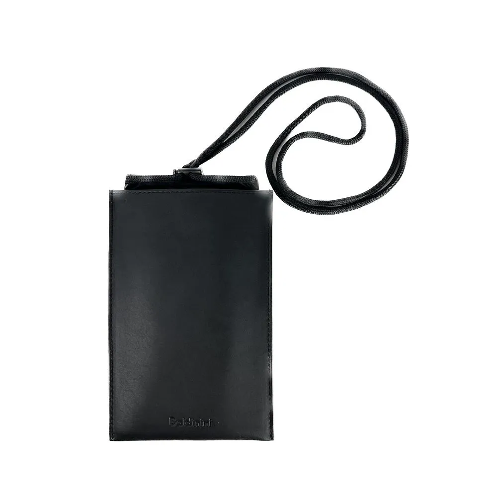 Baldinini Trend Men's Sleek Calfskin Leather Cell Phone Wallet in Black