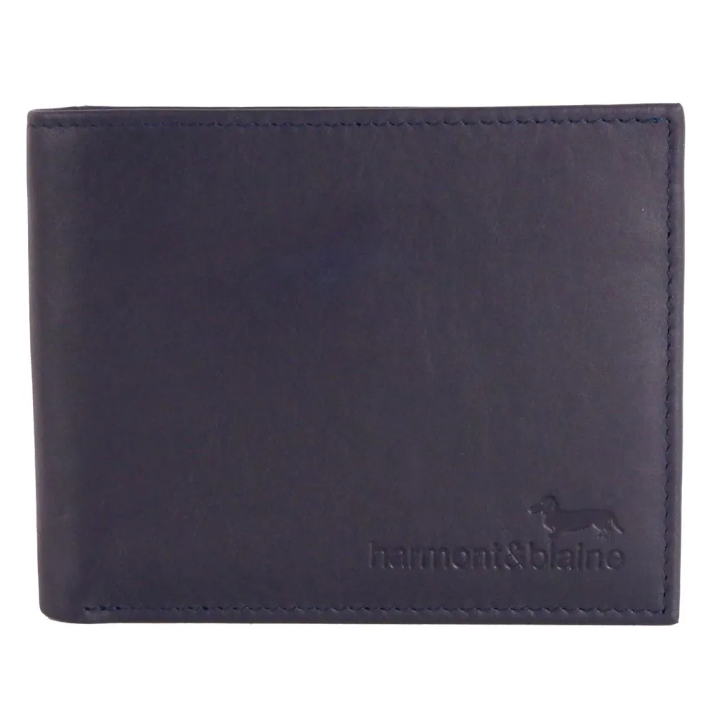 Harmont & Blaine Men's Elegant Blue Calfskin Leather Wallet