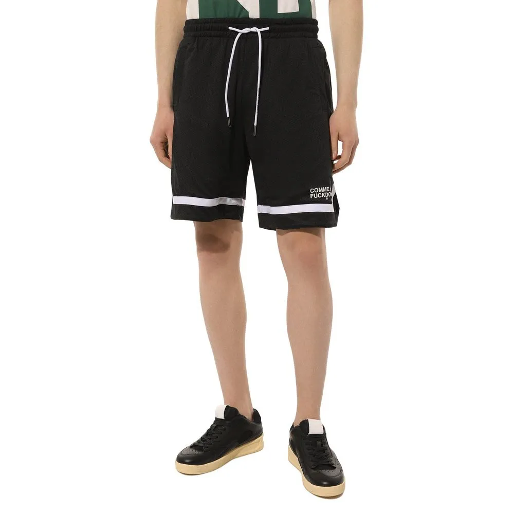 Comme Des Fuckdown Men's Sleek Black Bermuda Shorts with Logo Detail