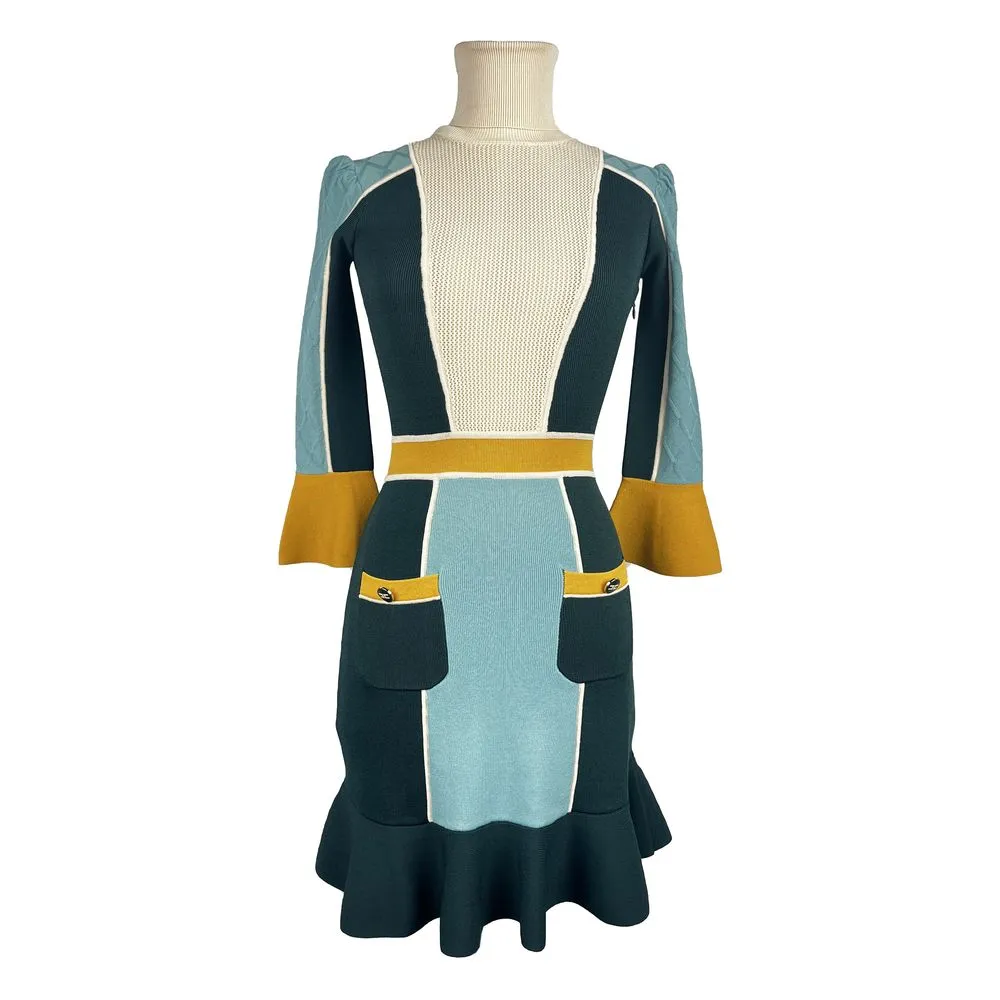 Elisabetta Franchi Women's Emerald Elegance Turtle Neck Stretch Dress