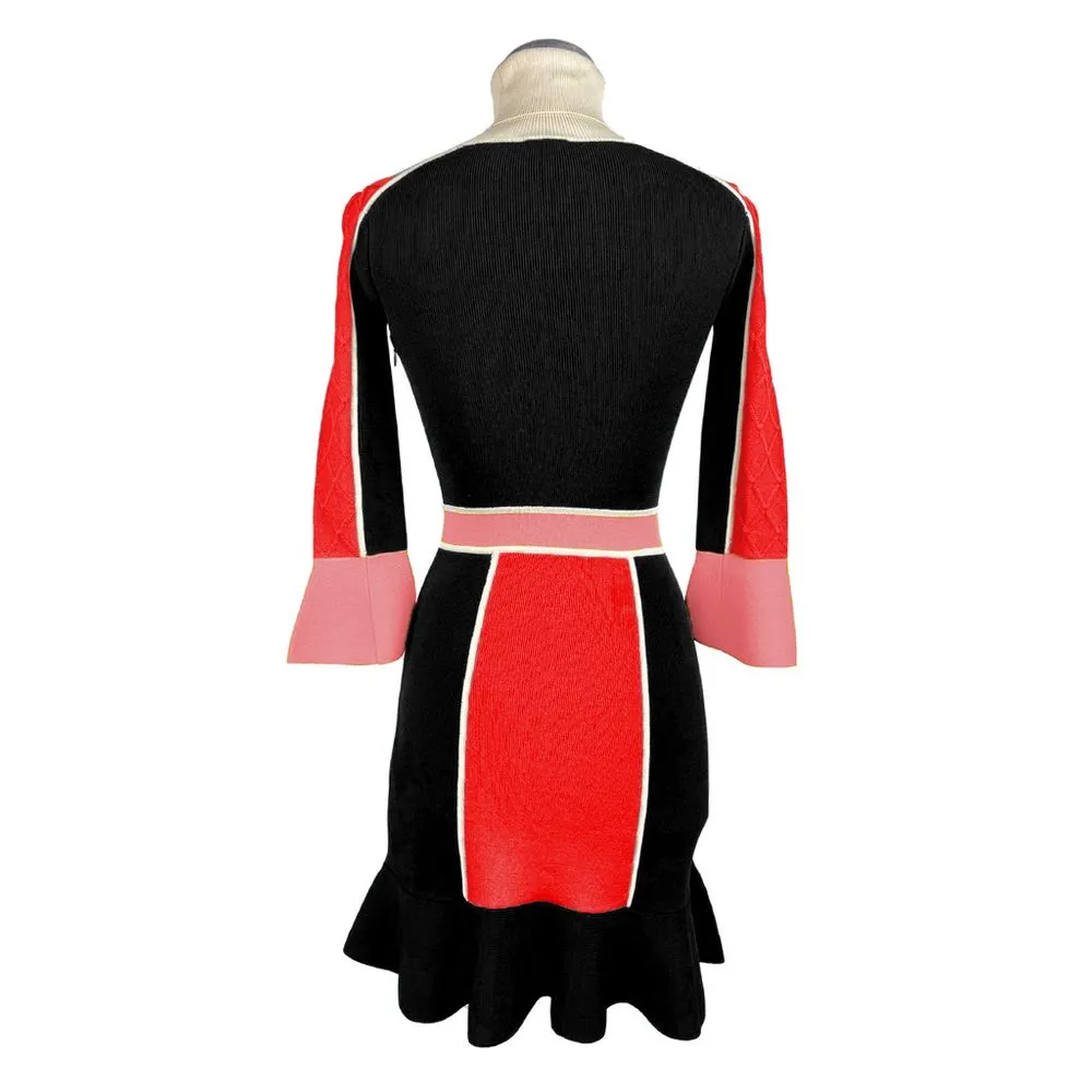 Elisabetta Franchi Women's Elegant Geometric Turtleneck Dress