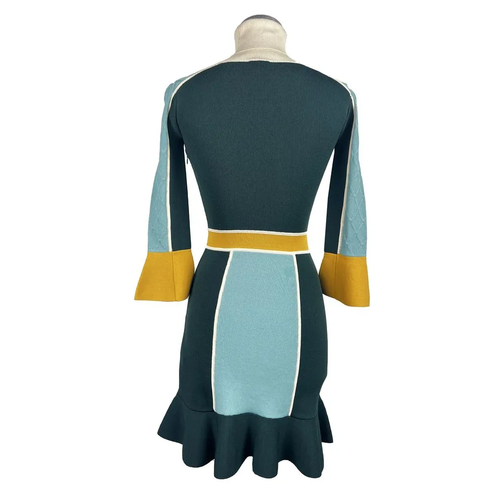 Elisabetta Franchi Women's Emerald Elegance Turtle Neck Stretch Dress