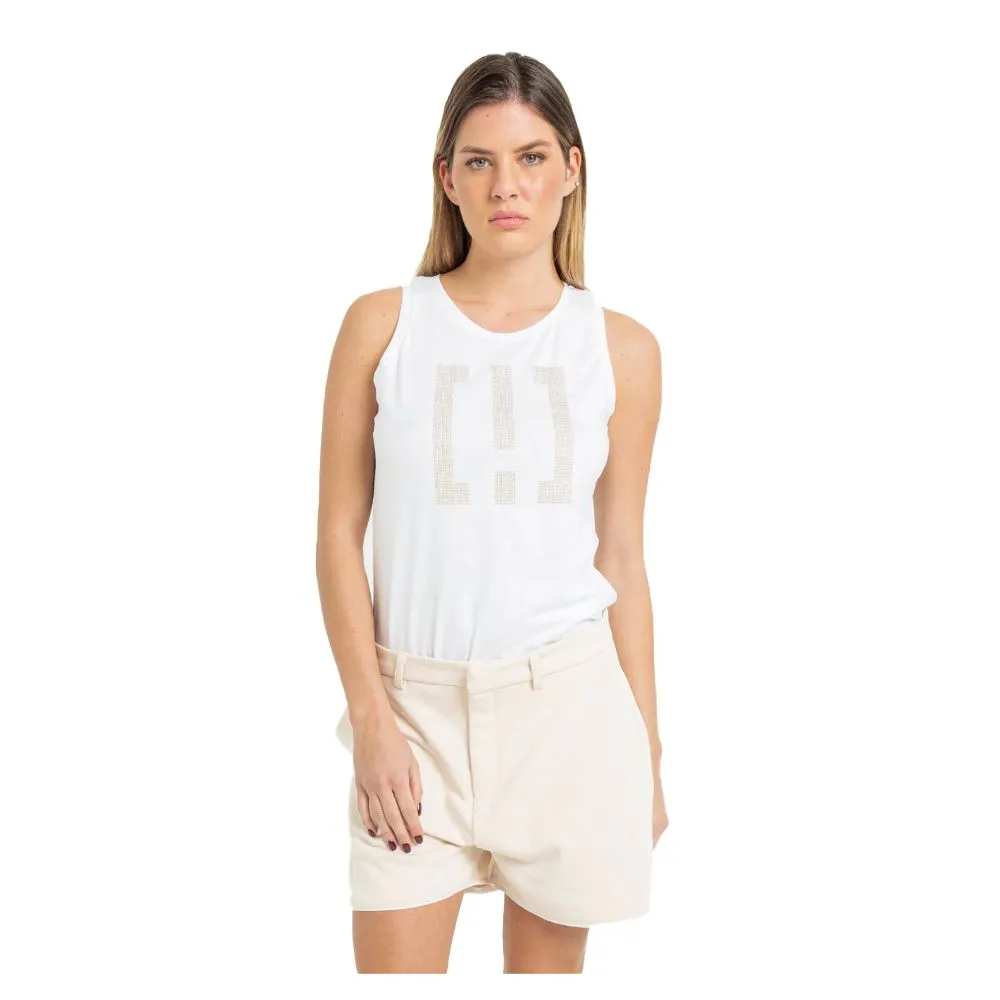 Imperfect Women's Studded Logo Cotton Tank Top for Women
