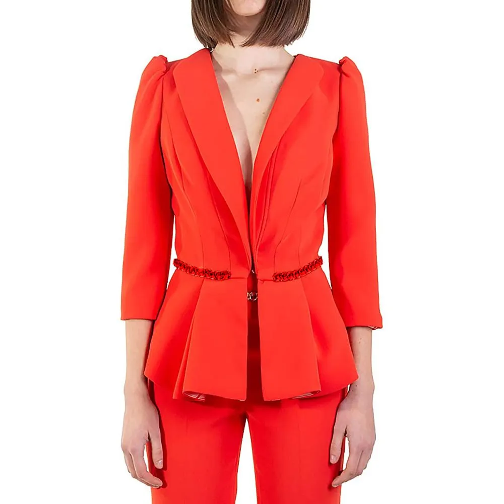 Elisabetta Franchi Women's Chic Crepe Chain-Waist Jacket in Pink