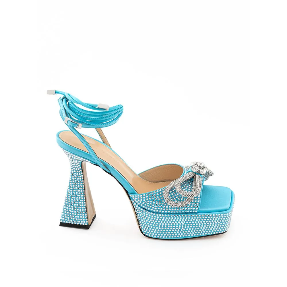 MACH & MACH Women's Elegant Light Blue Leather Platforms