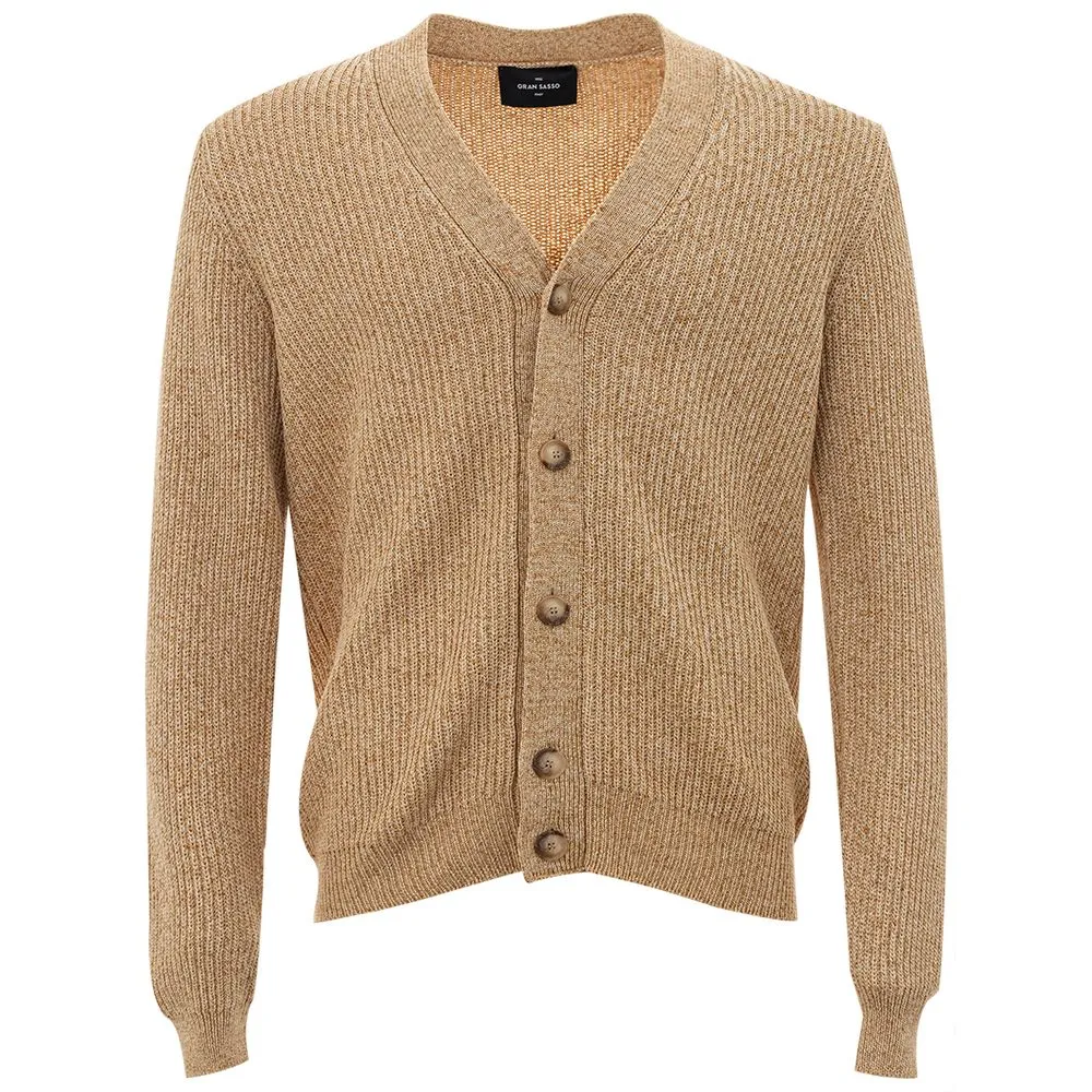Beige Italian Cotton Cardigan for Men
