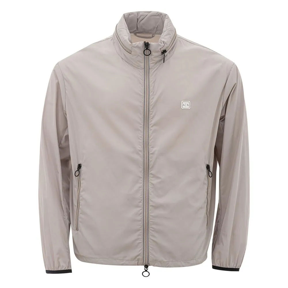 Armani Exchange Men's Sleek Gray Polyester Jacket for Men