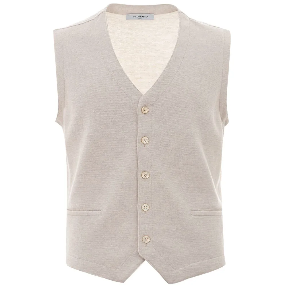 Gran Sasso Men's Elegant Beige Italian Cotton Vest