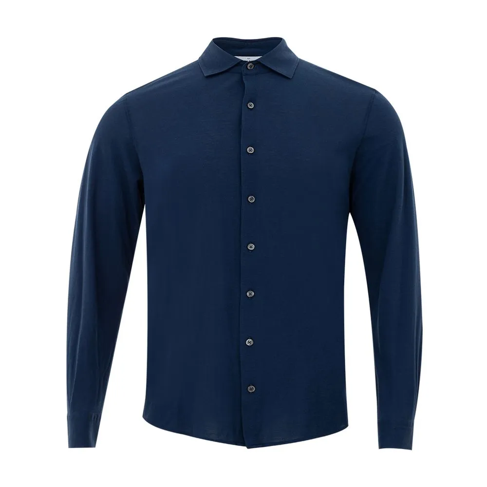 Gran Sasso Men's Exquisite Italian Cotton Men's Blue Shirt